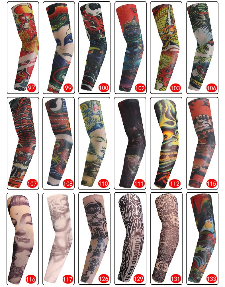 Cycling Sports Tattoo Arm Warmers Sleeves UV Cool Arm Sleeves Cycling