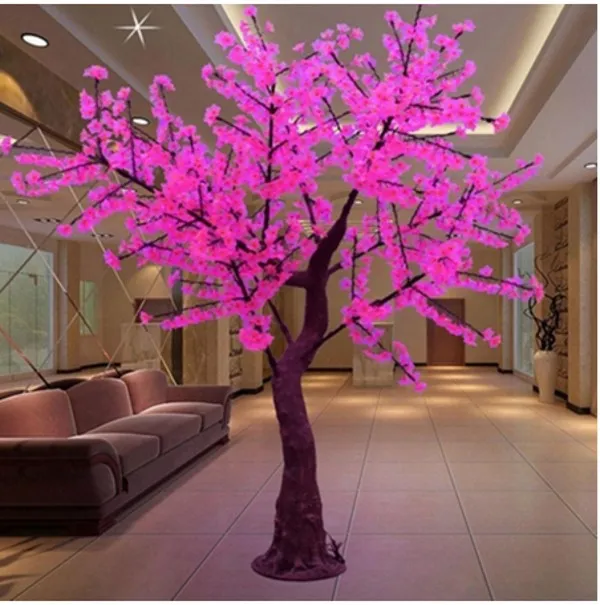 LED Cherry Blossom Tree Wedding Garden Holiday Light square Decor Ao ar livre Indoor led luzes da árvore à prova d 'água H: 2m rosa