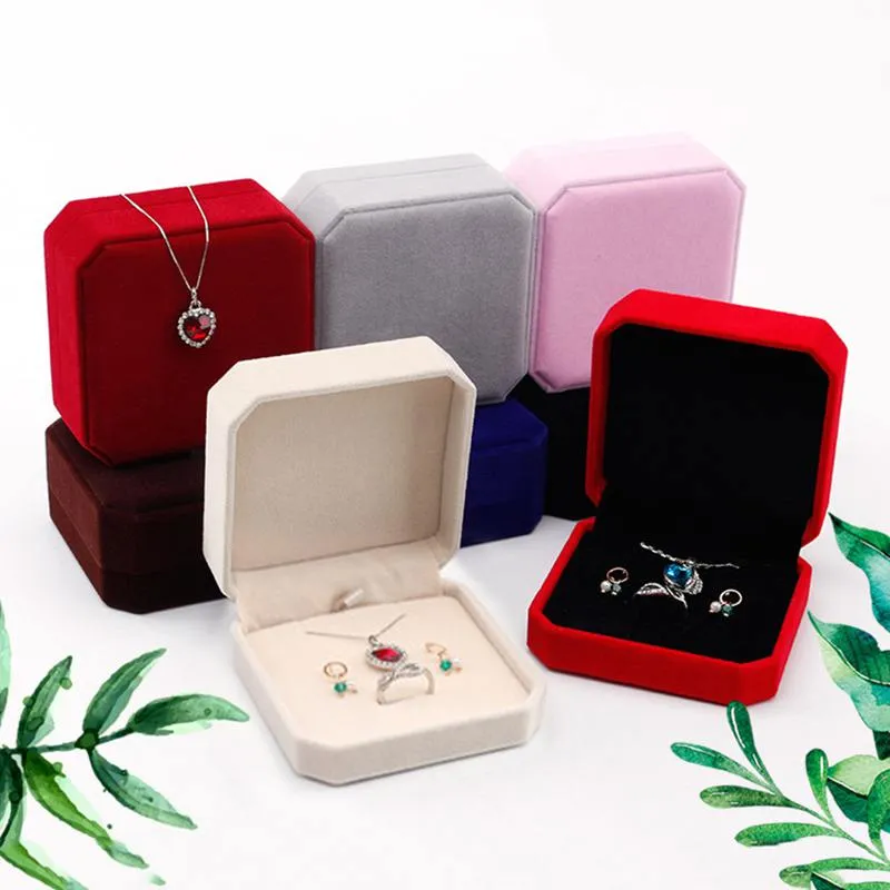 Velvet Jewelry Box For Rings Earring Necklace Set Display Square Packaging Rangement Bijoux Gift Boxes For Jewellery Wholesale