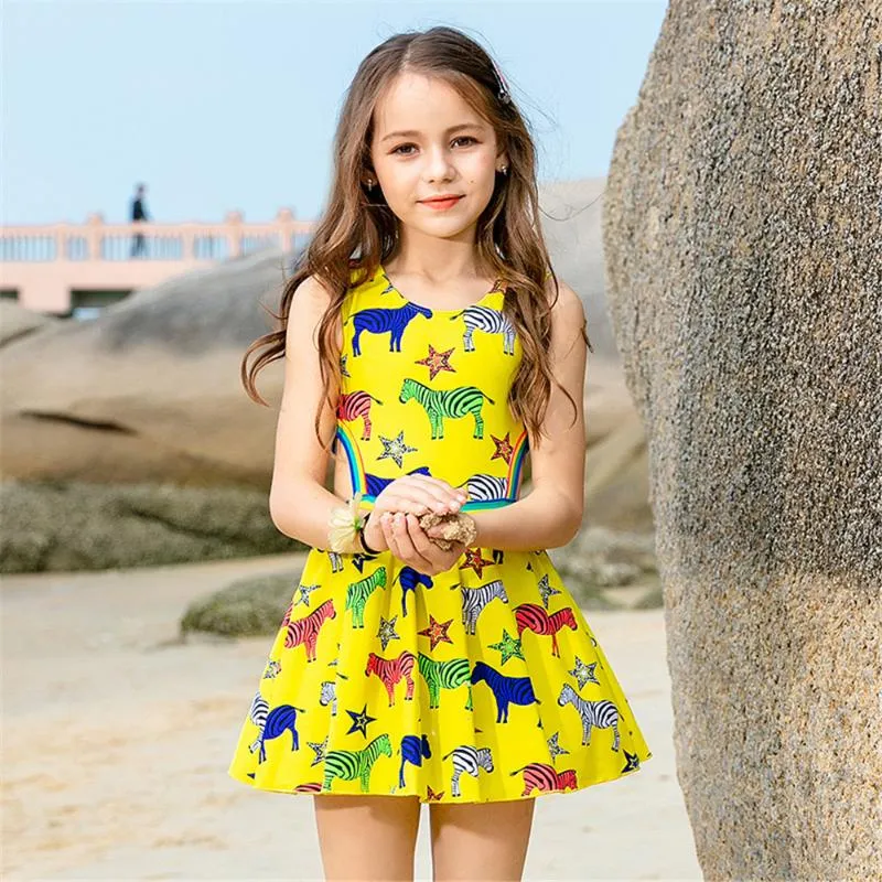 어린 이용 수영복은 한 조각 수영복 소녀가 어린이 어린이 동물 수영복 아이들 다채로운 목욕탕 노란색 비치웨어
