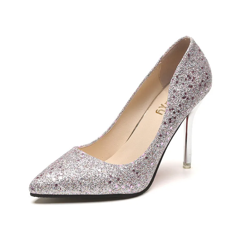 Women Pumps Stiletto Sequins Bling Bling High Heels 2019 Silver Shoes Woman Formal Sexy High Heels for Women Spring Fashion Elegant