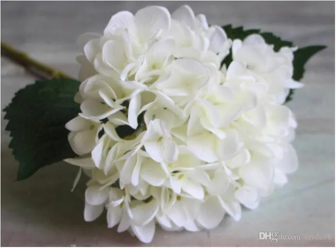 인공 수국 꽃 머리 47cm 가짜 실크 싱글 리얼 터치 수국 결혼식 중앙 장식품 파티 장식 꽃 8 색