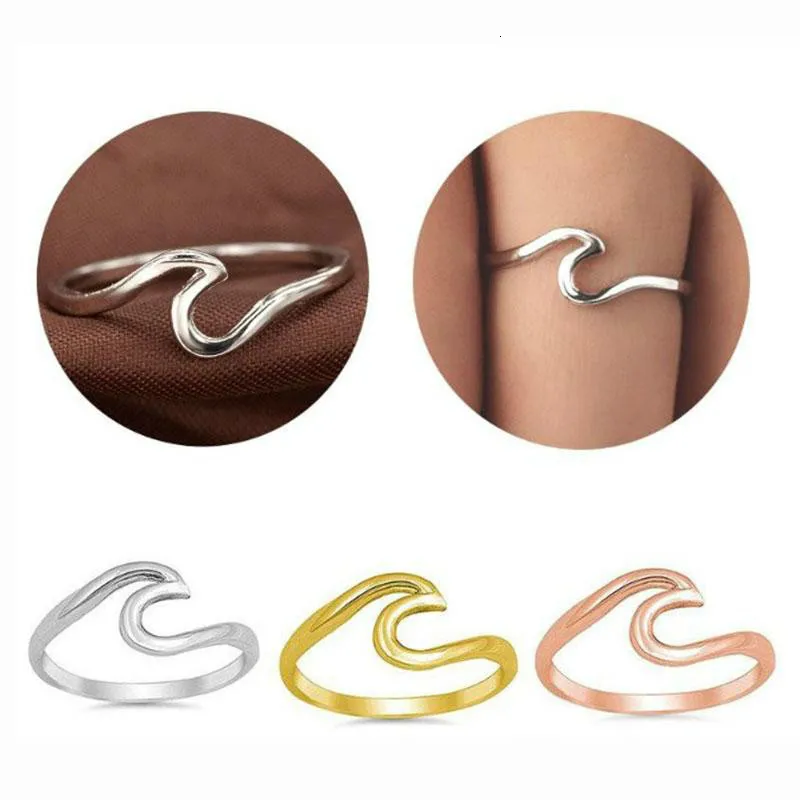 Groothandel mode oceaan wave ring koreaanse stijl eenvoudige band bruiloft wave ring goedkope prijs hot koop nieuwe sieraden voor vrouwen bruiloft cadeau