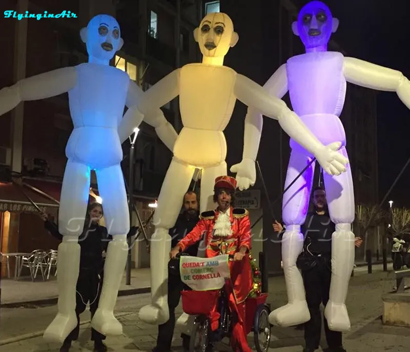 3.5m Lighting Movable Inflatable Alien Costume Walking Marionette Controllable Men Held Parade Puppet With LED Lights