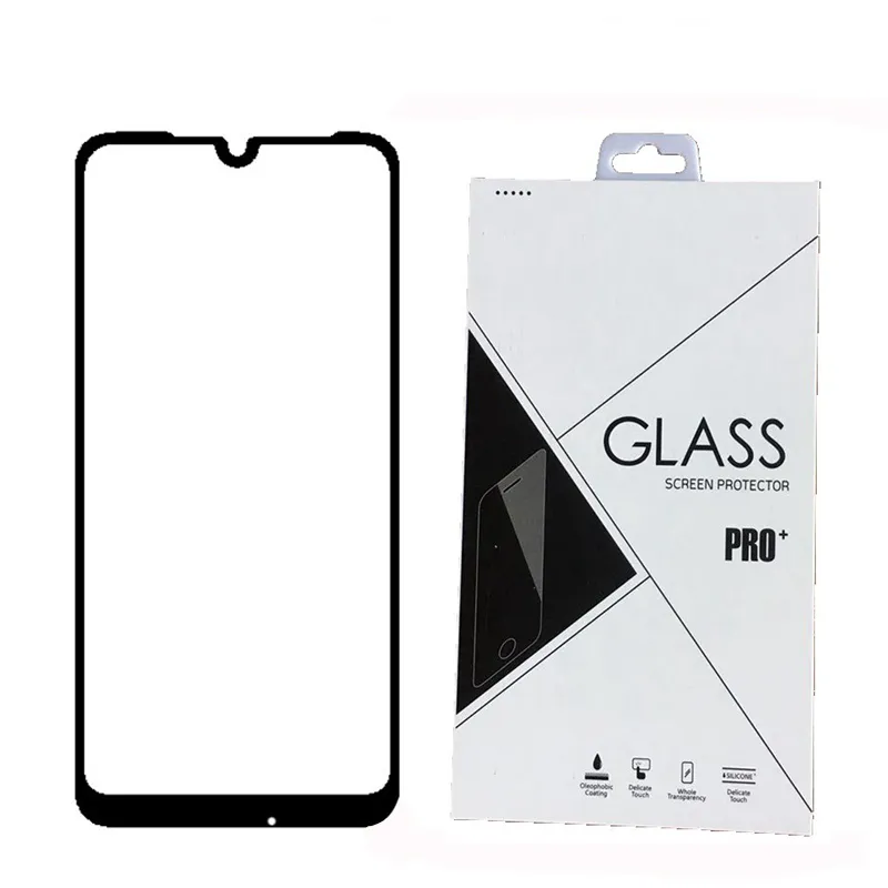 Protecteur d'écran en verre trempé à couverture complète 9H imprimé en soie POUR Xiaomi 9 LITE 9 PRO F2 REDMI NOTE 8 PRO NOTE 8T REDMI 8 8A 100PCS PACK DE DÉTAIL