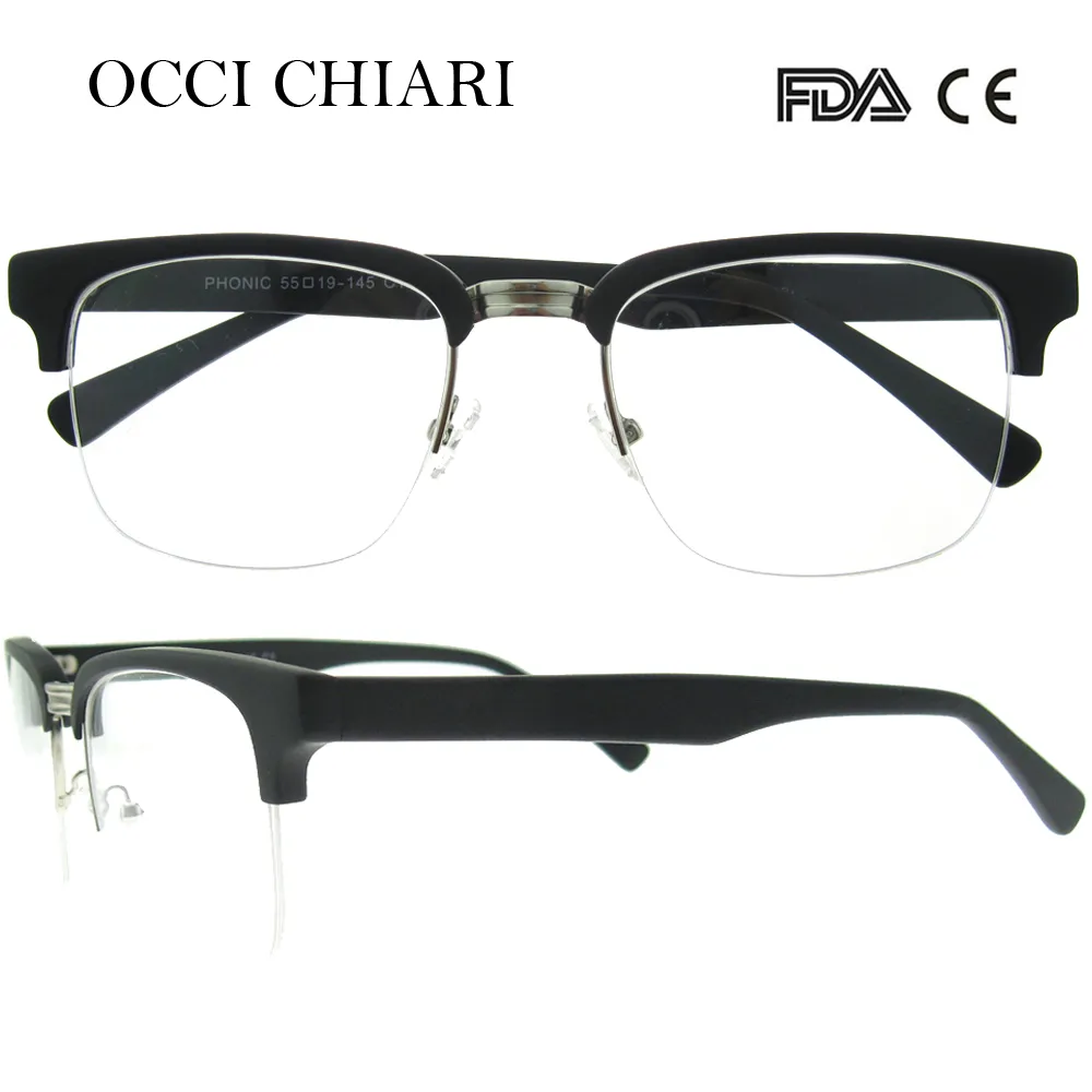 Entier-rétro hommes métal noir épais demi-jante lunettes montures optiques lunettes myopie lunettes W-COLMO222j