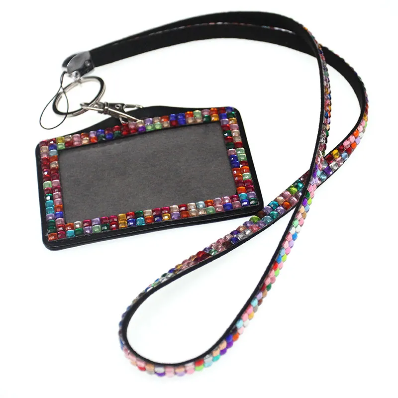 Ausweishalter für Mädchen, Strass-Lanyard, glitzernde Kristall-Halskette, Ausweiskartenhalter für Geschäftsausweis/Schlüssel/Handy