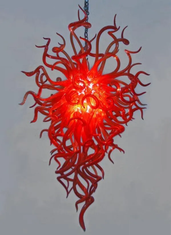 Лампа светодиодные хрустальные люстры хорошо спроектированные ручные стеклянные стеклянные подвесные светильники элегантные красные ламвянки художественные украшения современной потолковой люстры