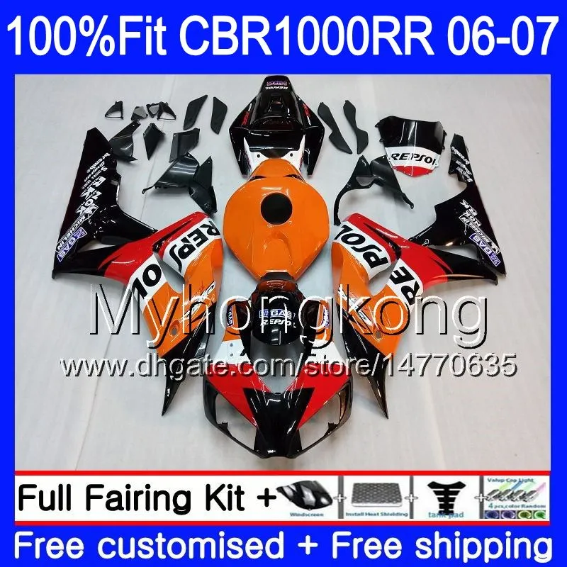 Injection Body +Tank For HONDA CBR 1000 RR CBR 1000RR 06-07 276HM.23 CBR1000RR Repsol orange hot 06 07 CBR1000 RR 2006 2007 OEM Fairings kit