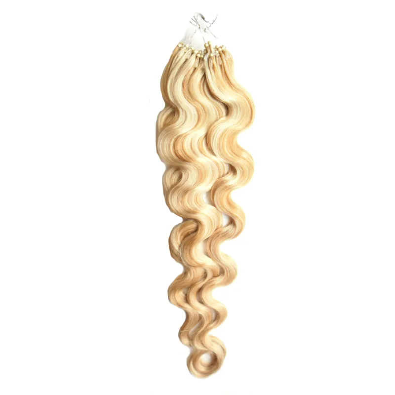 Micro Loop Extensions de cheveux humains vague de corps 100G Remy Micro Bead Hair Loop Extension de cheveux humains pré-collés
