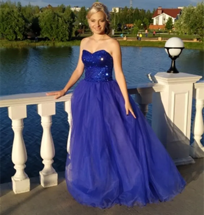 Королевские голубые блестки с бисером платья купальника Организаторная длина длина выпускной вечернее платья для вечеринки.