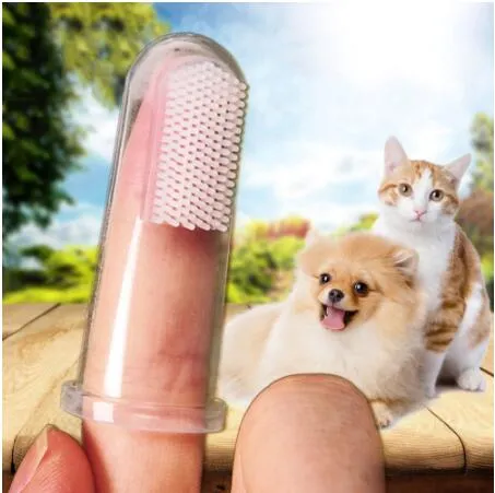 Huisdieren Benodigdheden Hond Kat Speelgoed Zachte Vinger Borstel Hond Tandenborstel Slechte Adem Dental Care Tartar Pet Dog Cat Cleaning Tool Gratis verzending