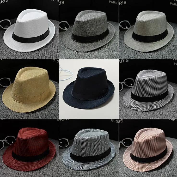 40 couleurs choisir hommes femmes doux Fedora Panama chapeaux coton/lin chapeaux de paille en plein air Stingy Brim chapeaux printemps été plage chapeau de soleil