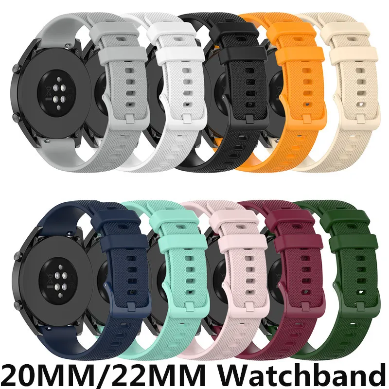 20mm 22mm Watch Band Strap Silicone Replacement Watchband For Xiaomi Huami Amazfit For Huawei watch GT 42/46MM For Samsung GALAXY ACTIVE2