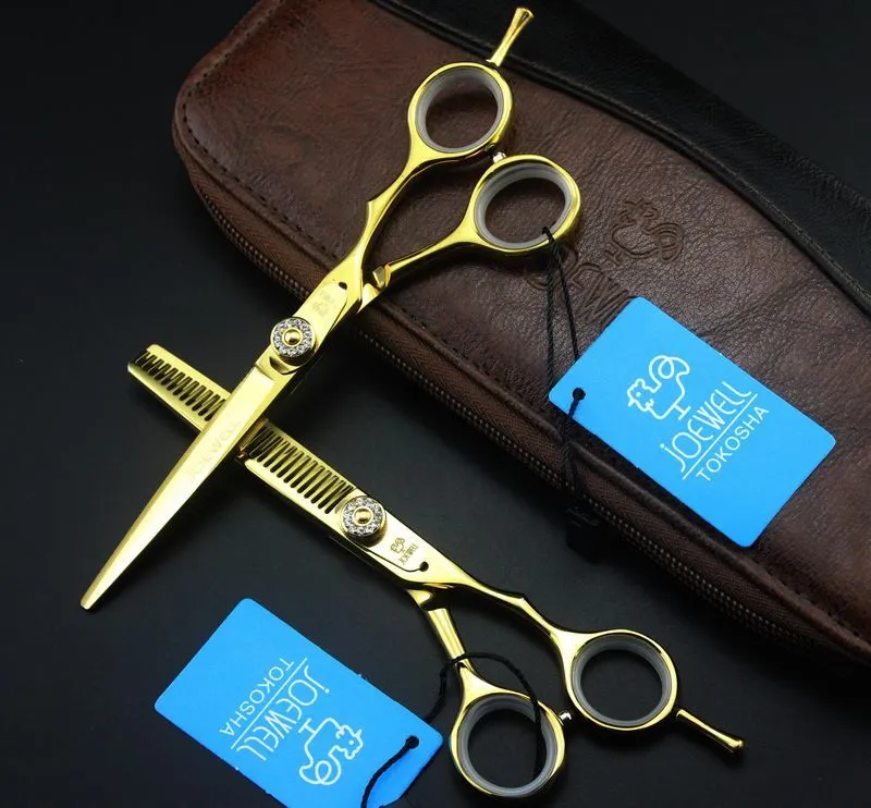 JOEWELL Golden Hair Cutting/Thinning Scissors 5.5/6.0 Inch, 6CR