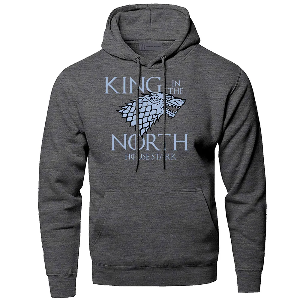  Hoodies Men King In The NorthSweatshirts HoodedSweatshirt 2019 Winter Autumn HouseStark Wolf HoodySportswear