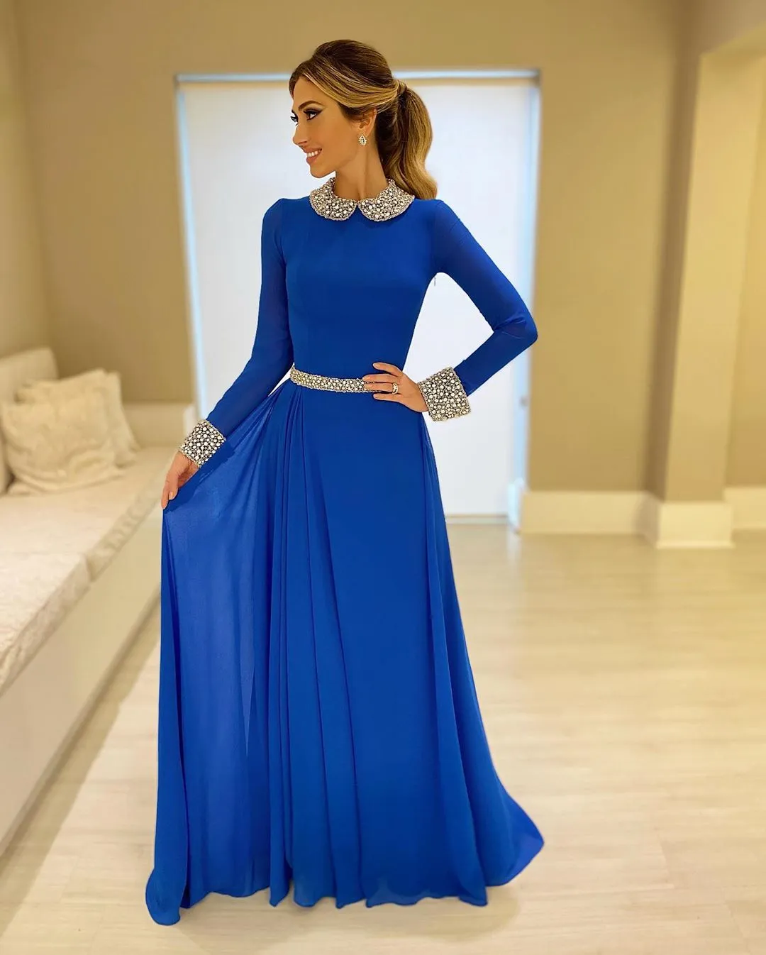 Modest blue on sale dress