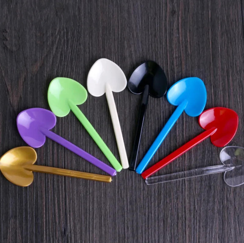 Disposable Colorful Spoon Heart-shaped Shovel Love Dessert Spoons Ice Cream Spoon