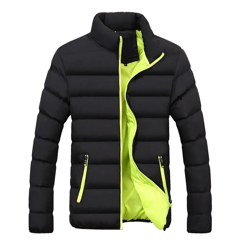 Autumn Winter 2019 Men Jackets Pure Color Stand Collar Outdoor Leisure Cotton Thickening Warm Cotton-padded Clothing Mens