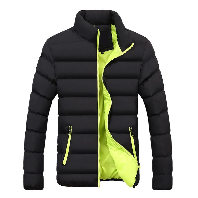 Designer hiver hommes vestes couleur Pure col montant loisirs de plein air coton épaississement chaud vêtements rembourrés de coton hommes