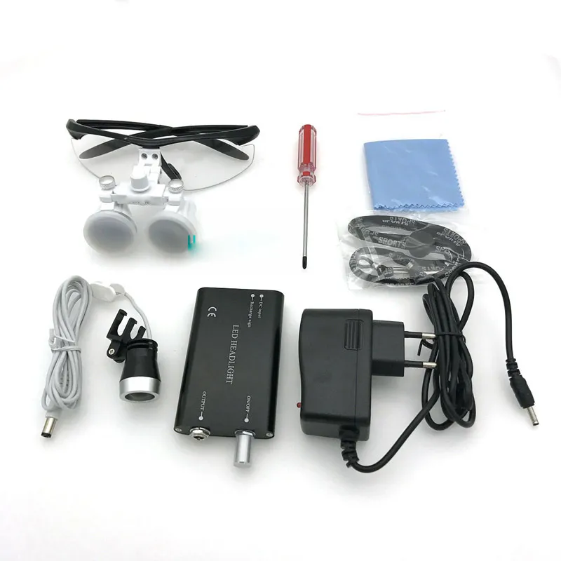 Surgical Dental Refractive Dental Loupes With LED Head Light Lamp 3.5X Magnifying Glasses For