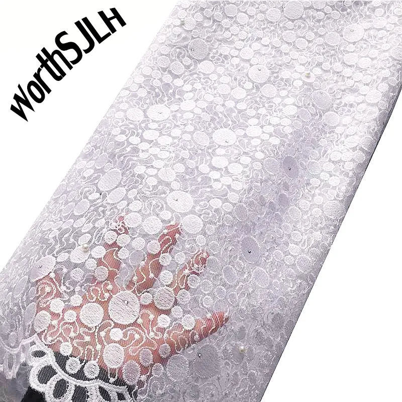 Nigeryjska biała koronkowa tkanina 2022 French Tiul Laces Tkaniny Wysokiej jakości kobiety afrykańskie materiały ślubne z kamieniami