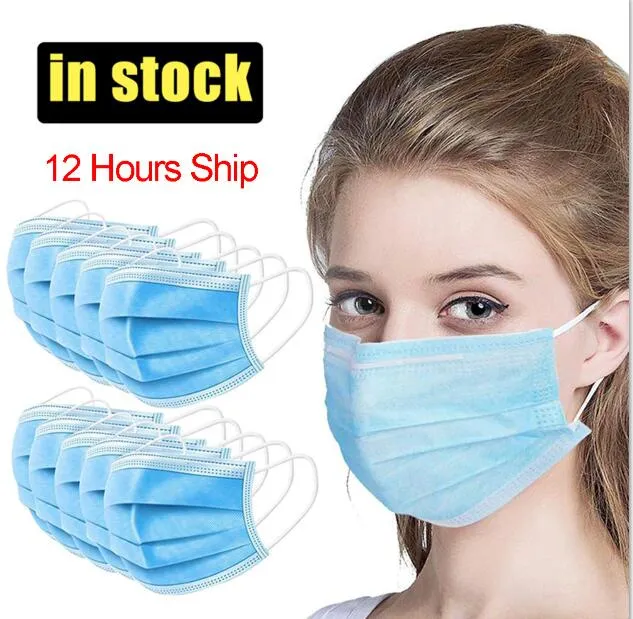 Máscaras faciais descartáveis, 3 camadas, presilha para orelha, proteção contra poeira, boca, cobertura, máscara não tecida de 3 camadas, macia, respirável, ao ar livre