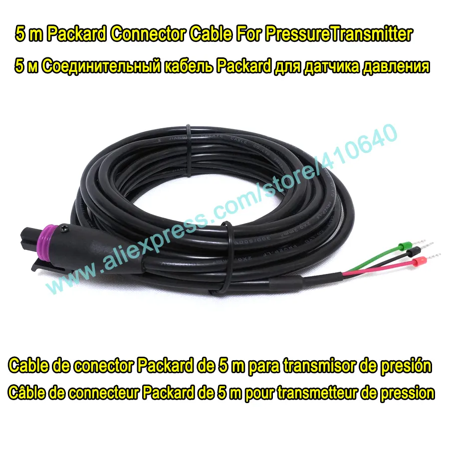 100 Pieces 5 m Independent Insulation Cable With Packard Connector 3 Pin 4 to 20 mA Current Type for Pressure Transmitter Sensor