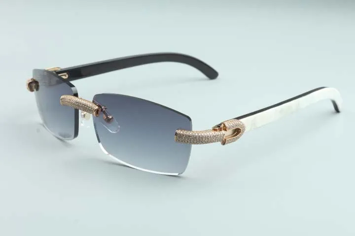 Hommes et femmes mêmes lunettes de soleil lunettes de diamant complet T3524012 monture de diamant de corne mixte naturelle sans bordure de luxe