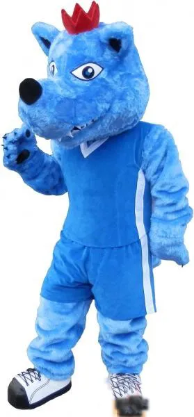 2019 Factory Outlets quente azul personalizado traje lobo mascote caráter do traje transporte livre