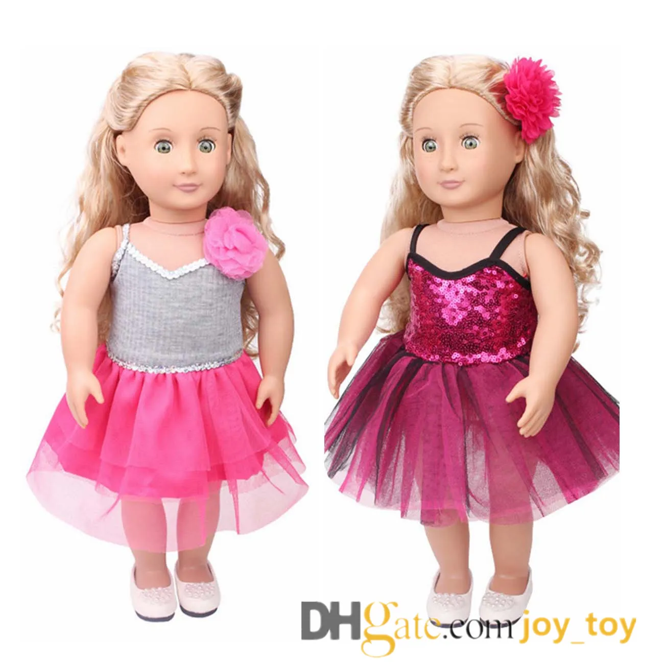 18 inch Doll Skirt One piece Dress Dance Ballet Party Cloth with Flower for American Girl Doll