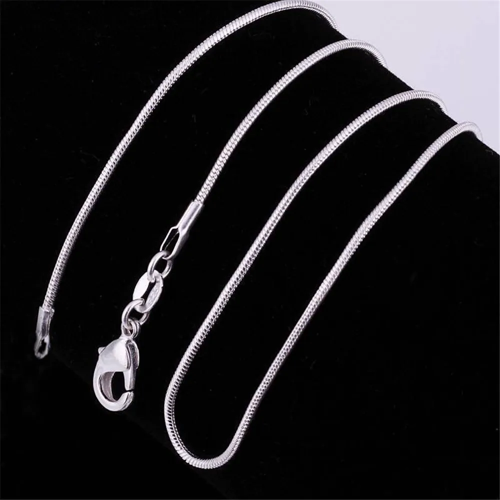 Anhänger Halsketten 1mm 925 Sterling Silber Glatte Schlangenketten Damen Schmuckkette 16 18 20 22 24 26 28 30 32 Zoll-2XL