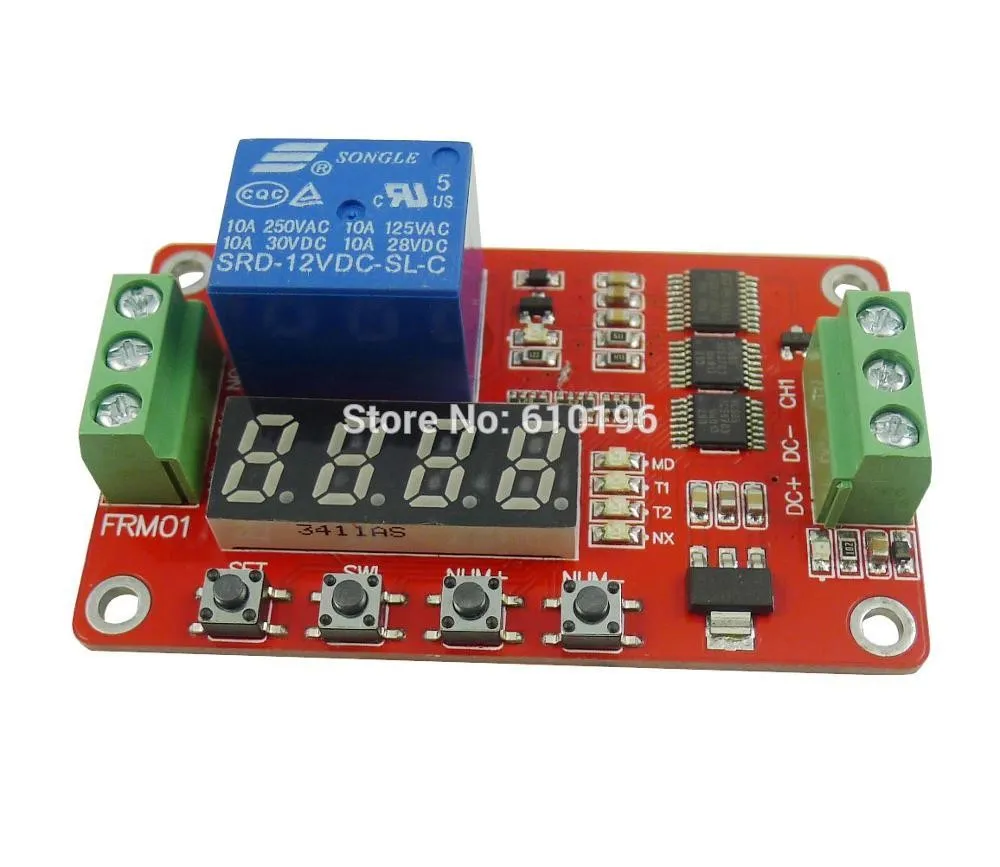 Freeshipping 5PCS/LOT FRM01 12V 1 Channel Multifunction Relay Module Loop Delay / Timer Switch / Self-Locking