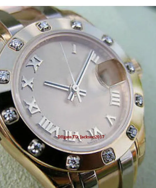 Julklapp Original Box Certifikat LWatches Unisex Klockor 116244 Mens Steel Gold Pink Floral Arabic Diamond Bezel 36mm