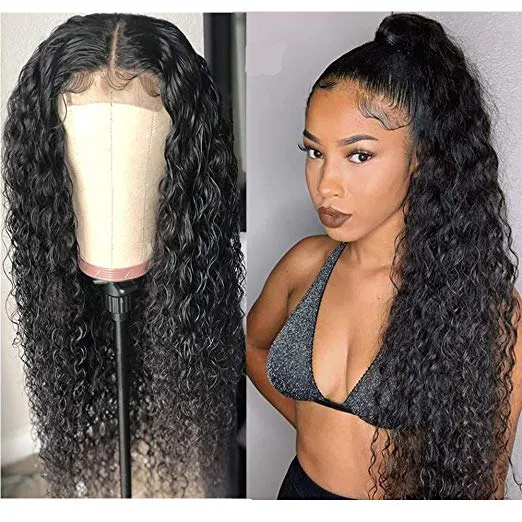 Pre Plucked 360 lace frontal cap Human Hair Wigs for Black Women Water Wave Lace Front Wigs 130% curly Virgin Brazilian Hair Wig