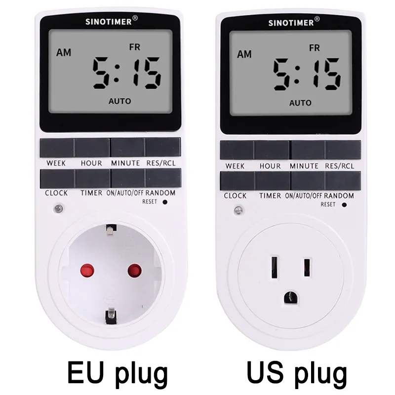 Super LCD Display Digital Weekly Programmerbar Elektrisk väggplug-in Power Socket Timer Switch Outlet Time Clock 220V 110V AC