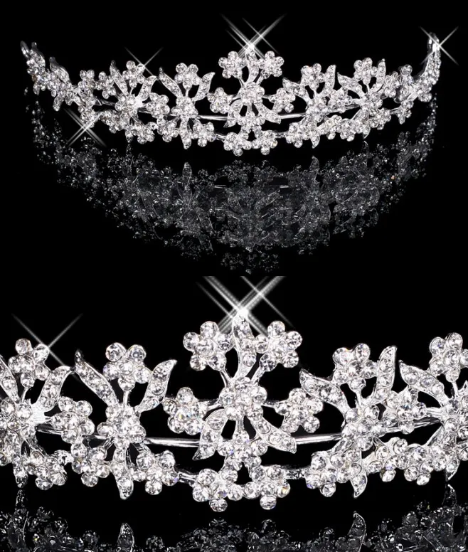 Hair Tiaras In Stock Cheap Diamond Rhinestone Wedding Crown Hair Band Tiara Bridal Prom Evening Jewelry Headpieces 18027