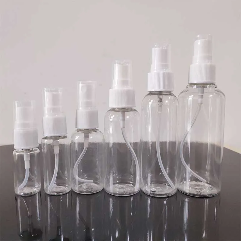 10ml 20ml 30ml 50ml 60ml 100ml Packing Bottles Empty PET Clear Plastic Fine Mist Spray Bottle for Cleaning Travel Essential Oils Perfume