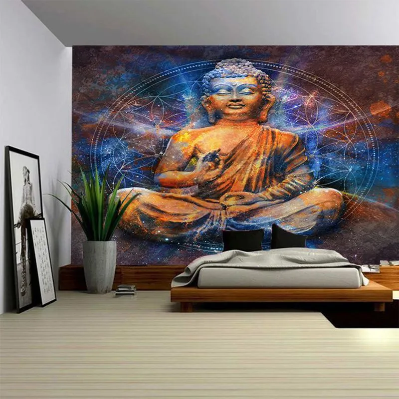 oriental decoration ethnic buddha tapestry modern meditation wall hanging carpet decorative tapiz tenture mural