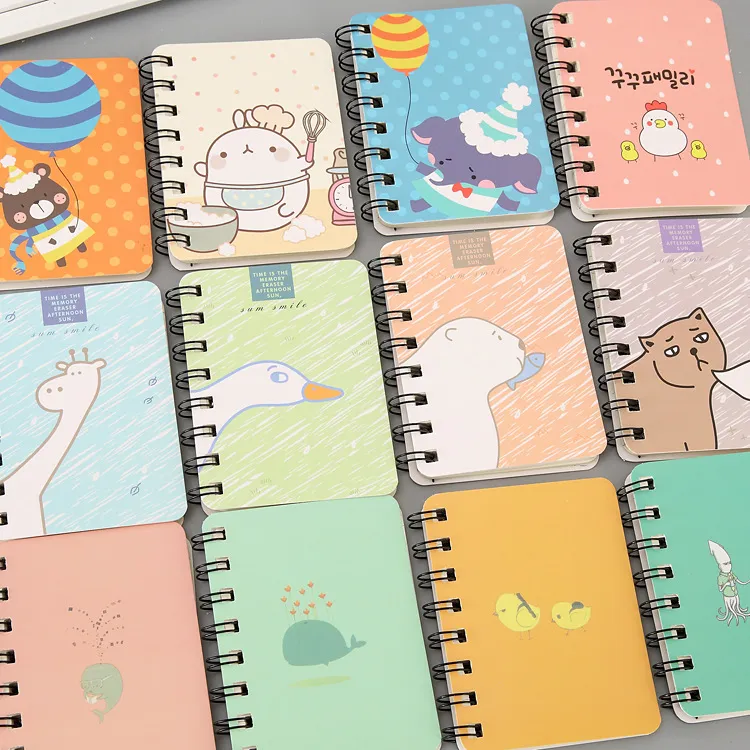 Cartoon Animals Spiral Mini Notebook Printed Cute Cat Face Students Notebook Coil Notepad Journey Diary Office Notebooks VT1511