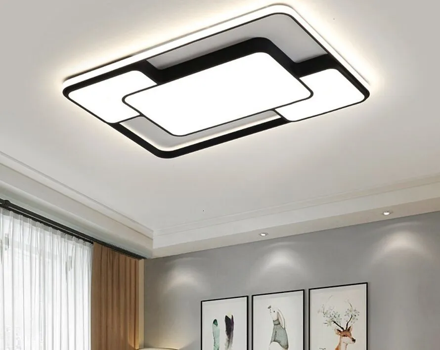 モダンな家の装飾LEDシャンデリア照明リビングルームの寝室装飾ホワイトブラックアイアンボディリモコン付き送料無料