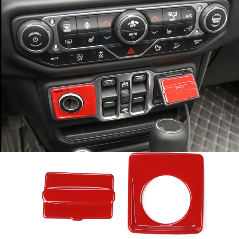 Save Big on Bulk Auto Cigarette Lighter Socket Car Cigarette Lighter Socket  Adapter: Red USB Socket Trim For Jeep Wrangler JL 2018+ High Quality