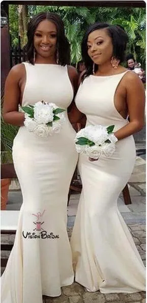 New 2019 White Mermaid Plus Size Ivory Satin Bridesmaid Dresses With Simple Designs Perfect For Formal Parties And Proms From Hellobuyerh 83.42 DHgate.Com