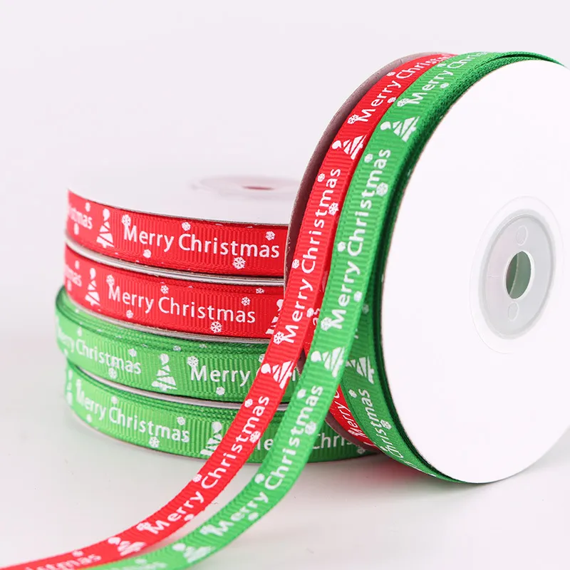 Merry Christmas Ribbon Roll - 25 Yards Red & Green Xmas Tree Ribbon ...