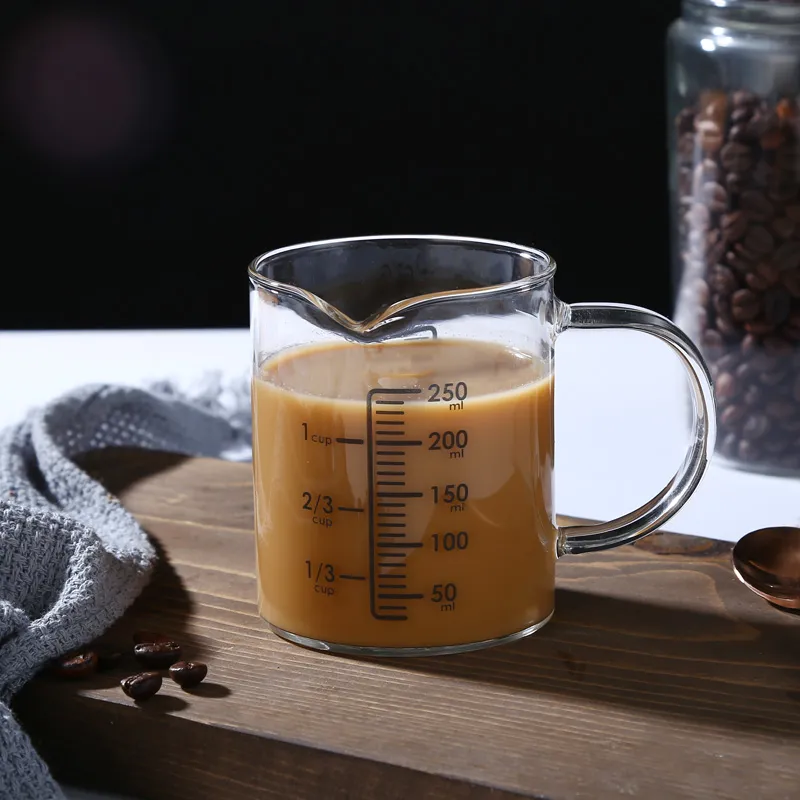 New Glass Beaker Coffee Measuring Cup Mug With Handle Spout Milk Cups Kitchen Tools Supplies Borosilicate Glass Lab Glassware Clear Glasses From 7 88 DHgate