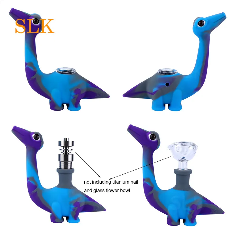 Tubi di fumo in vetro Tubi per bruciatori a nafta di dinosauro Pipa per tabacco Pipa portatile per animali all'ingrosso Ultimi tubi in silicone per fumatori adorabili