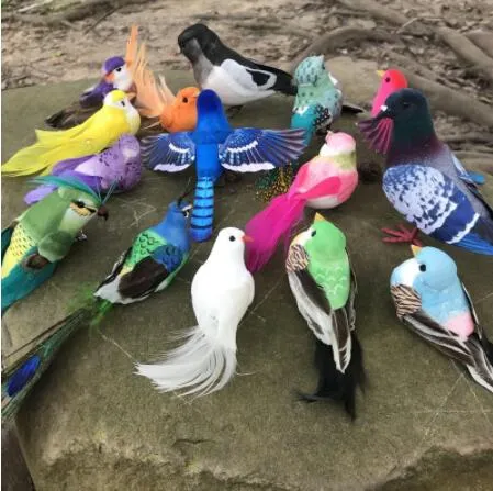 Verschillende stijlen decoratieve schuimveren vogels kunstmatige ambachtelijke vogel voor bruidfeest, verjaardag decoraties kinderen bruiloft decoratie