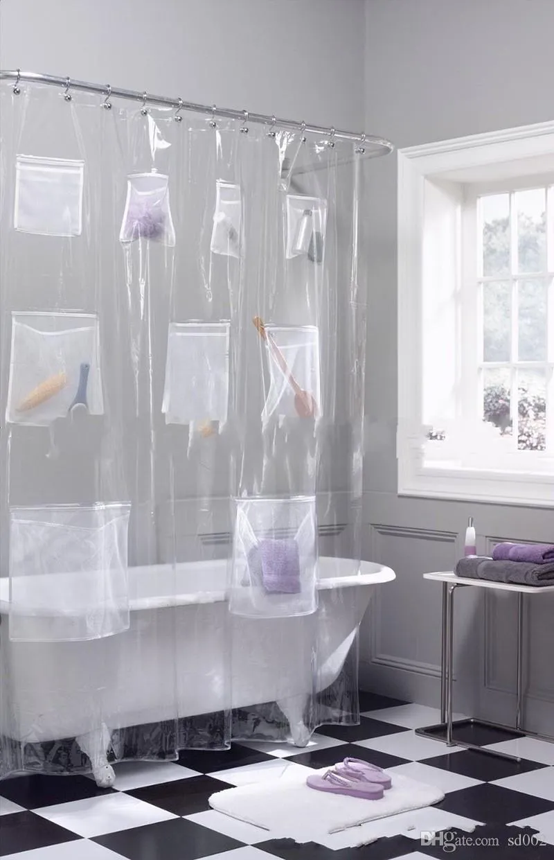 Ensembles de salle de bain Rideau de douche avec poches Rideaux de fenêtre Multi Fonction Tissu imperméable Admission Anti-moisissure Épaississement Vente chaude 30zjb1