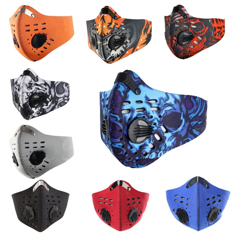 サイクリングマスク防止防止防止呼吸バルブスポーツフェイスマスク1個のフィルター防護マスクライディングマスク送料無料