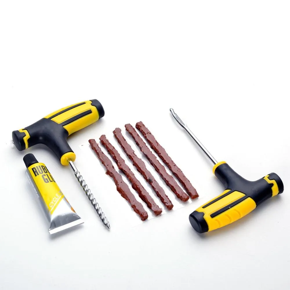 5 stks auto tubeless banden reparatie tools kit fietsband boor accessoires set - geel + zwart